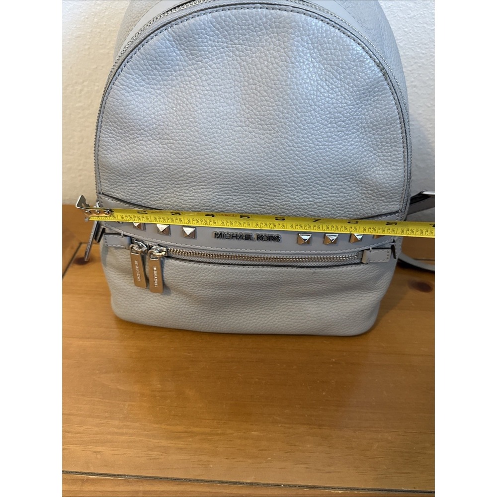 Michael Kors Rhea Medium Studded Grey Leather Backpack - Picture 13 of 14